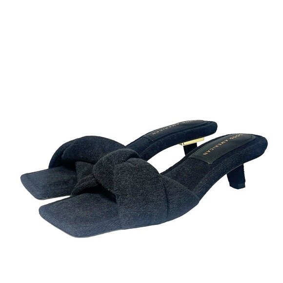 Good American Women Sz 6 BlackTerry Kickstand Low Heel Slide Sandal GA353T-X NEW - Picture 1 of 12